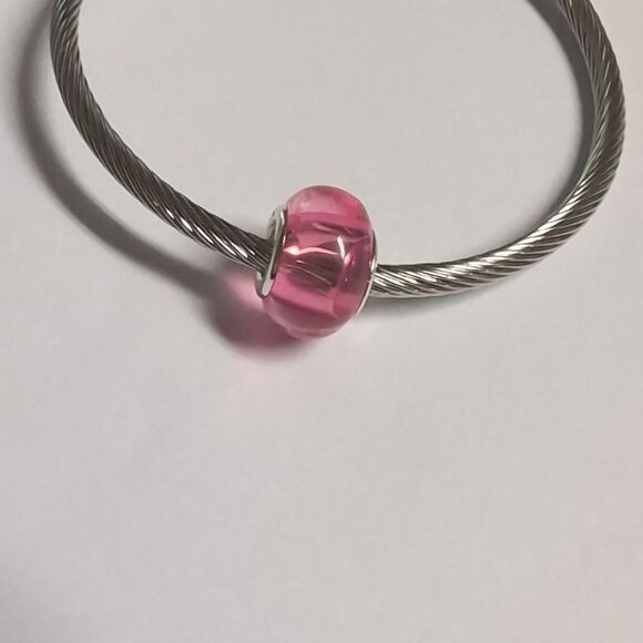 Pink Translucent Charm for Pandora Style Bracelet - Picture 2 of 4